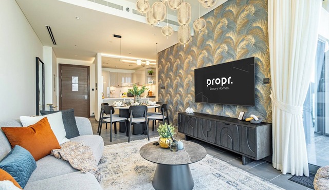 Burj View Oasis | Stylish 2BR+Office in Dubai
