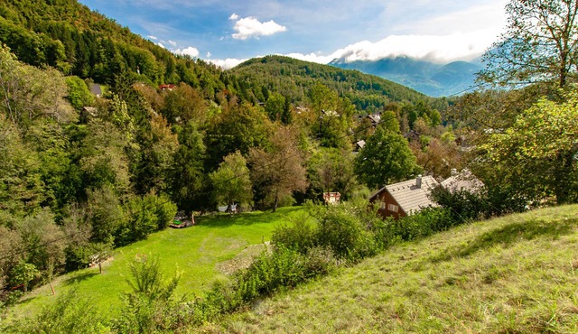 Ruim en Comfortabel Appartement met Prachtig Uitzicht op Speelweide en Beekje in Radovljica