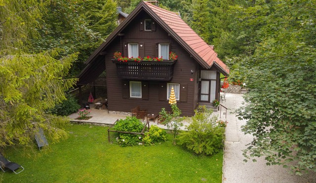 The house is surrounded by nature with a wonderful view of the mountains in Gozd Martuljek