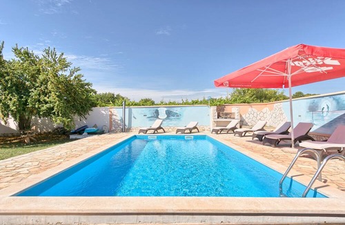 Skatari Villa | Villa Yasmin with Pool, heated indoor Pool, Sauna, Fitness, large porch