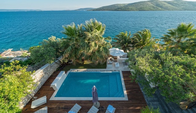 Luxury Beachfront Villa Sunshine Trogir with private heated pool and sauna at the beach in Trogir - Seget Vranjica in Trogir